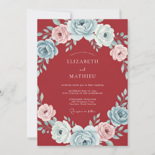 Invitación Boda de Invierno Exquisita en Rojo Arándano