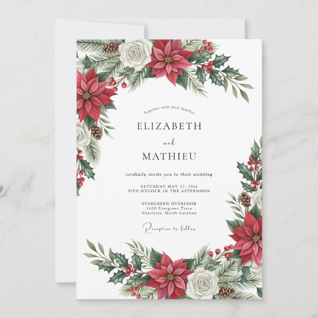 Invitación Boda de Invierno Exquisita Roja (Anverso)