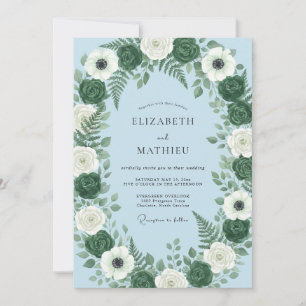 Invitación Boda de invierno exuberante azul hielo