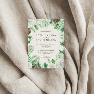 Invitación Boda de Invierno Floral de Acuarela