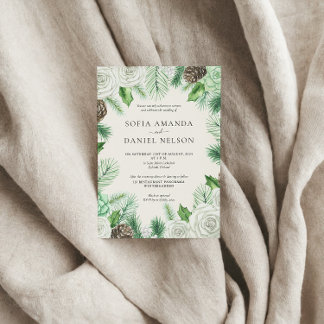 Invitación Boda de Invierno Floral de Acuarela