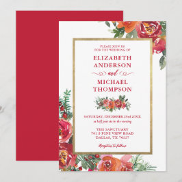 Invitación Boda de Invierno Floral de acuarela navidades