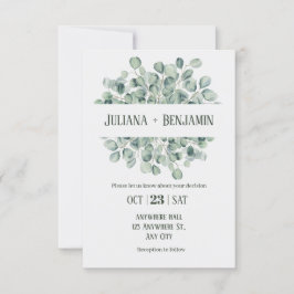 Invitación Boda de Invierno Floral Verde Claro