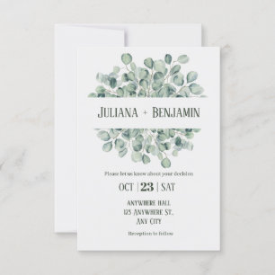Invitación Boda de Invierno Floral Verde Claro