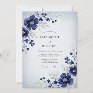 Invitación Boda de invierno glacial azul marino
