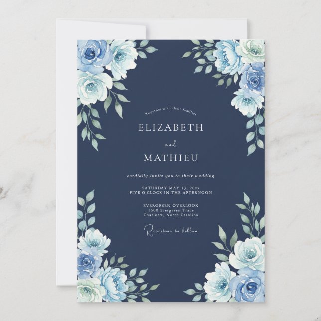Invitación Boda de invierno glacial de la marina (Anverso)