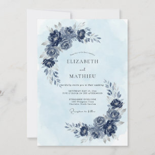 Invitación Boda de invierno glacial índigo