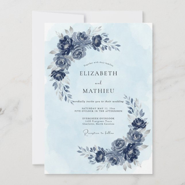 Invitación Boda de invierno glacial índigo (Anverso)