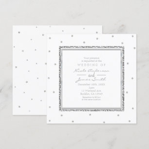 Invitación Boda de Invierno Glam Plata y Puntos Blancos Fiest