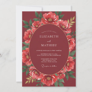 Invitación Boda de invierno glamurosa de color carmesí