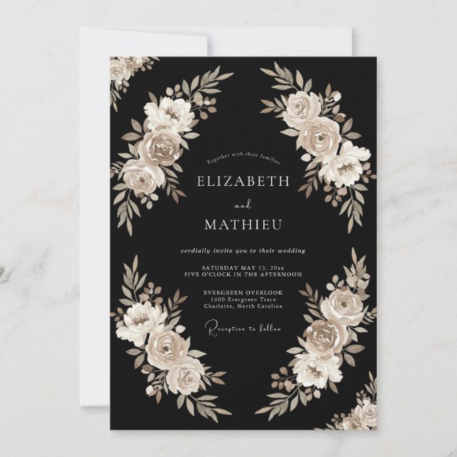 Invitación Boda de invierno gran negra (Anverso)
