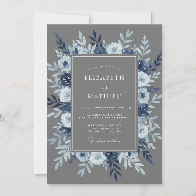 Invitación Boda de invierno gris refinada (Anverso)