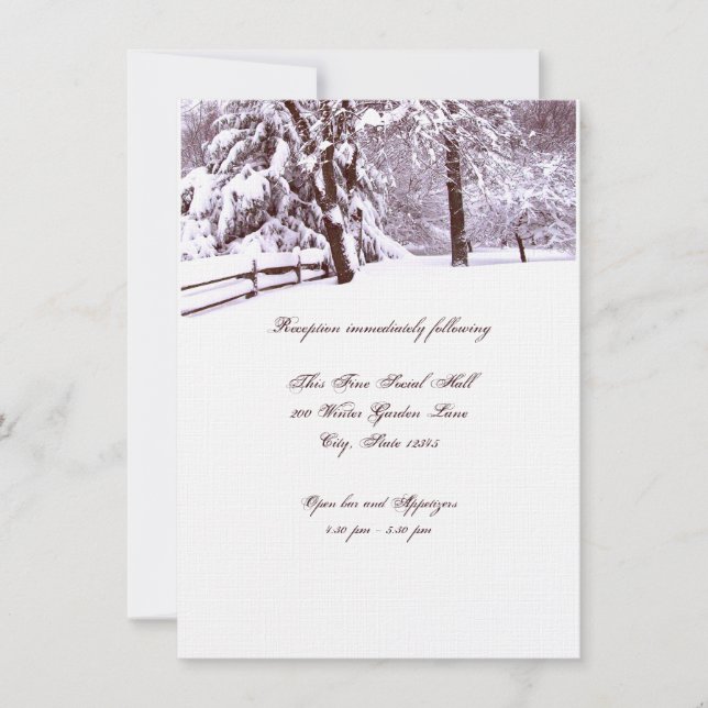 Invitación Boda de invierno hermosa (Anverso)