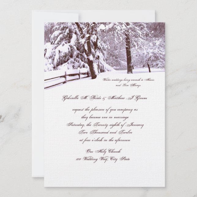 Invitación Boda de invierno hermosa (Anverso)