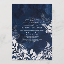 Invitación Boda de invierno hielo y azul marino,