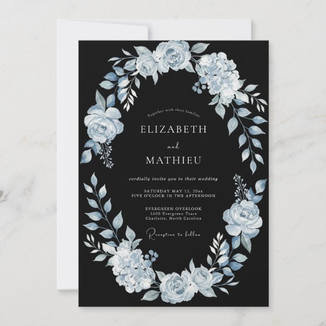 Invitación Boda de invierno impresionante de azul claro (Anverso)