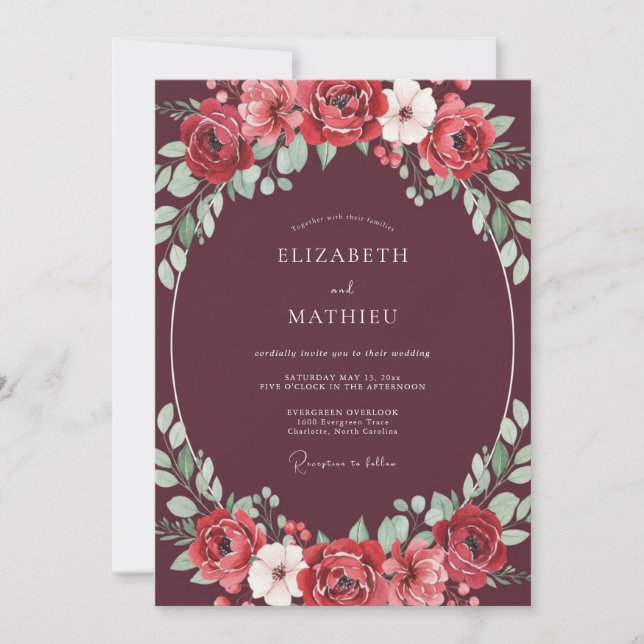 Invitación Boda de invierno intensa en Borgoña (Anverso)