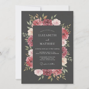 Invitación Boda de invierno lujosa de gris carbón