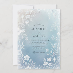 Invitación Boda de invierno luminosa azul polvorienta