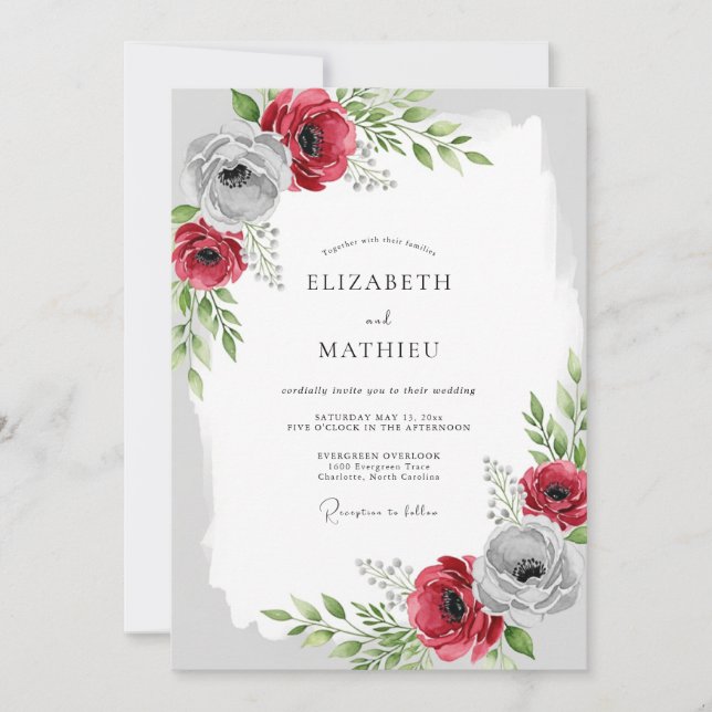 Invitación Boda de invierno luminosa de Borgoña (Anverso)