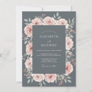 Invitación Boda de invierno luminosa en gris carbón