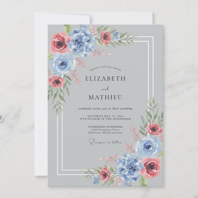 Invitación Boda de invierno luminosa gris plateado (Anverso)