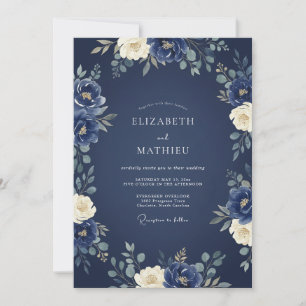 Invitación Boda de invierno magnífica azul marino