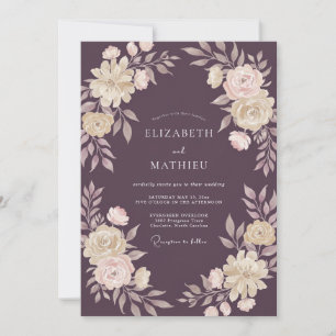 Invitación Boda de invierno majestuosa berenjena