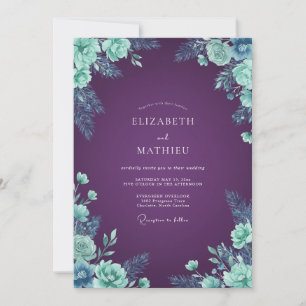 Invitación Boda de invierno majestuosa ciruela