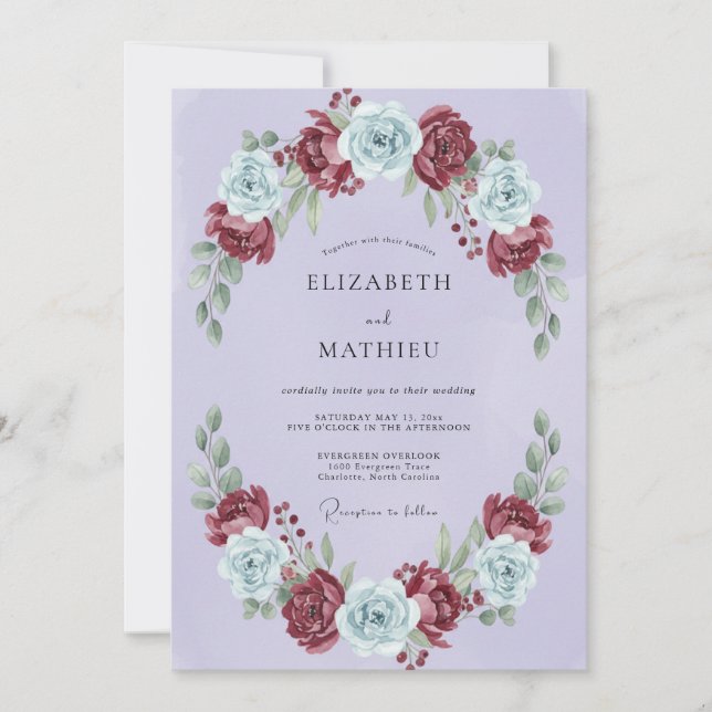 Invitación Boda de invierno majestuosa de lavanda (Anverso)