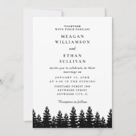 Invitación Boda de invierno moderna Minimalista en blanco y n