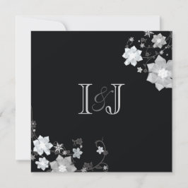 Invitación Boda de Invierno Monogramada en Blanco y Negro