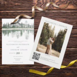 Invitación Boda de invierno | Montañas Rústicas | Código QR
