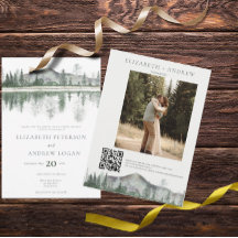 Boda de invierno | Montañas Rústicas | Código QR