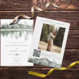 Invitación Boda de invierno | Montañas Rústicas | Código QR