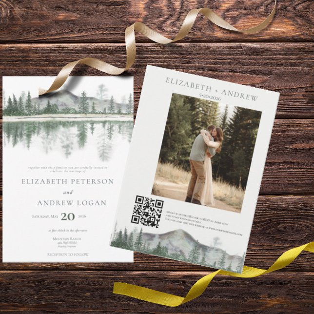 Invitación Boda de invierno | Montañas Rústicas | Código QR (Subido por el creador)
