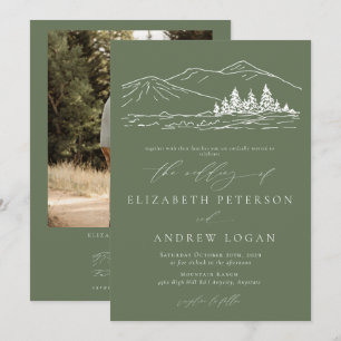 Invitación Boda de invierno Montañas Rústicas del Bosque Pi