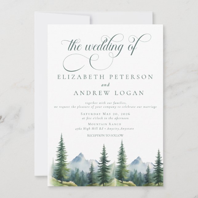 Invitación Boda de invierno | Montañas Rústicas | Invita de c (Anverso)