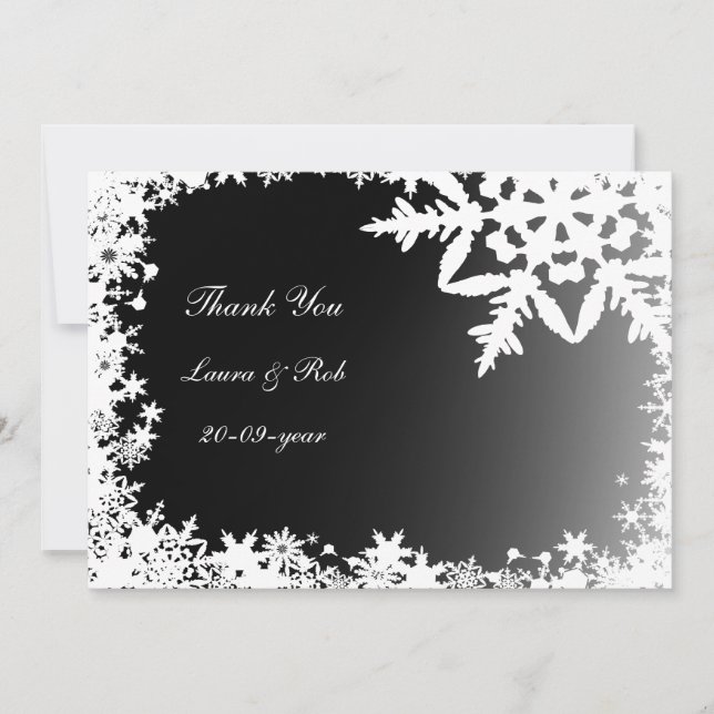Invitación boda de invierno negro Gracias (Anverso)