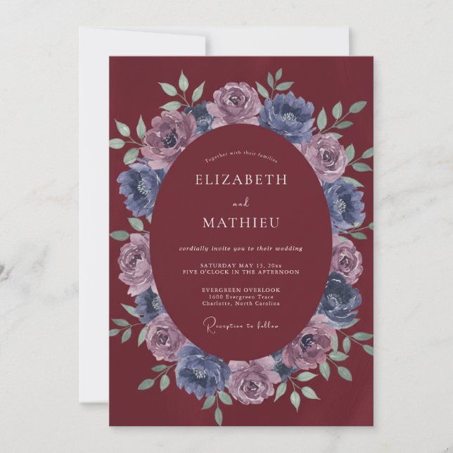 Invitación Boda de invierno noble de Borgoña (Anverso)