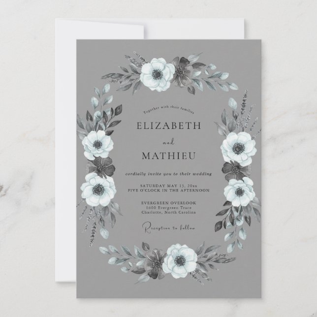 Invitación Boda de invierno noble de peltre (Anverso)