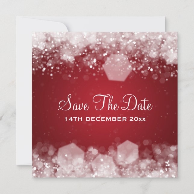Invitación Boda de Invierno Noche Esparkling Red (Anverso)