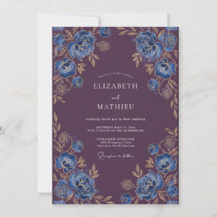 Invitación Boda de invierno opulenta de ciruela