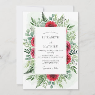 Invitación Boda de invierno opulenta y carmesí