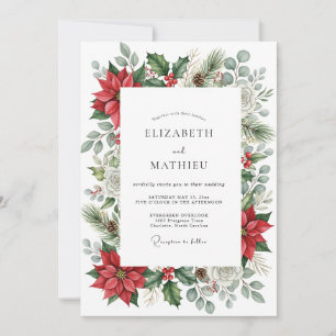 Invitación Boda de invierno ornamentada de rojo