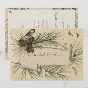 Invitación Boda de invierno, pieles, chicadeo negro