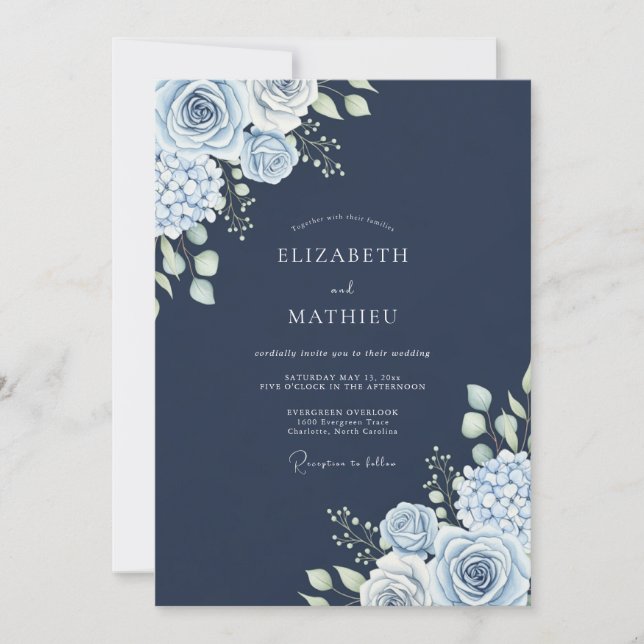Invitación Boda de invierno polar azul marino (Anverso)