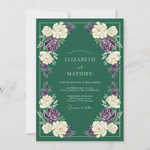 Invitación Boda de invierno prestigiosa de color verde pino