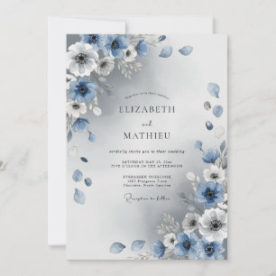 Invitación Boda de invierno radiante azul polvoriento