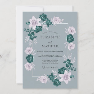 Invitación Boda de Invierno Refinada en Azul Pizarra